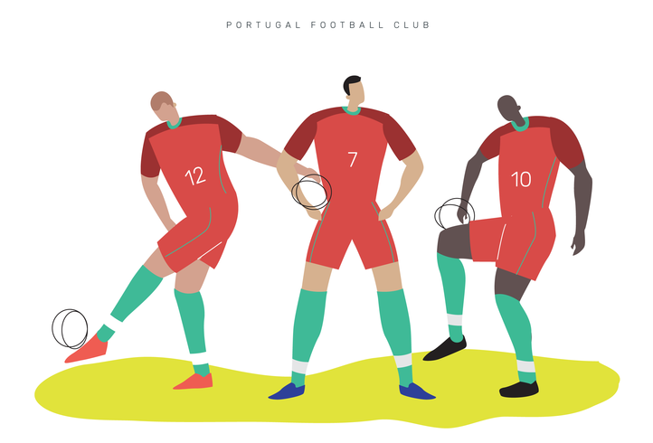 Portugal World Cup Soccer Character Flat Vector Illustration