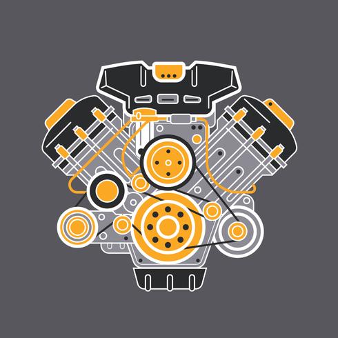 Detailed Flat Car Engine  vector