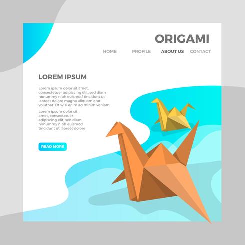 Ave de animales de origami plano con ilustración de Vector de fondo minimalista moderno