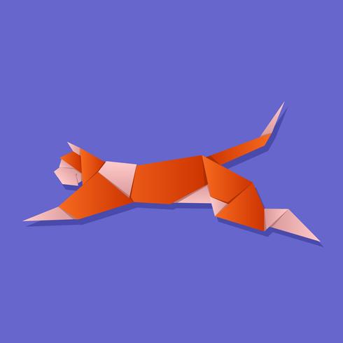 vector de animales de origami de gato saltando