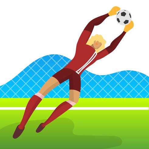 Modern Minimalist Iceland Soccer Player Goalkeeper for World Cup 2018 Catch a ball with gradient background vector Illustration