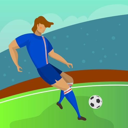 Modern Minimalist Iceland Soccer Player Striker for World Cup 2018 dribble a ball with gradient background vector Illustration