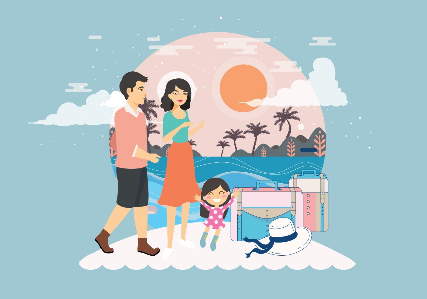 Download Family Vacation to the Beach - Download Free Vectors, Clipart Graphics & Vector Art