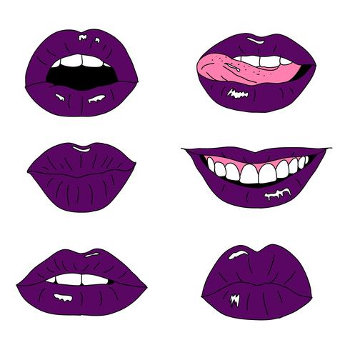 Colección de labios dibujados a mano vector