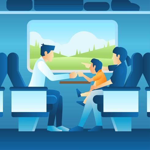 Vacaciones familiares en tren vector