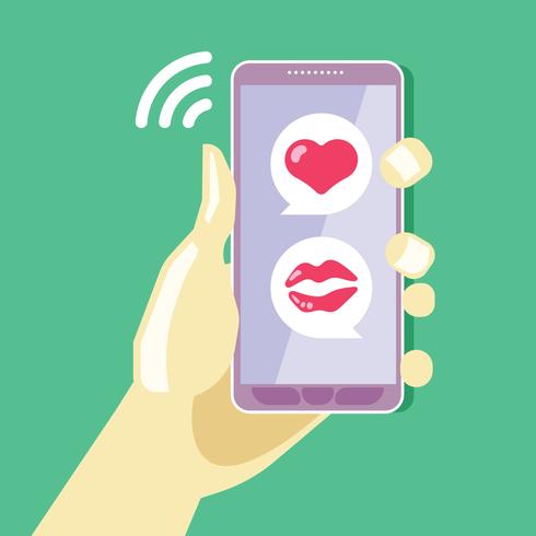 Hand Hold Smartphone with Dating Chat vector