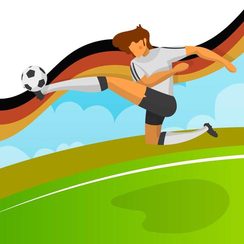 Moderno jugador de fútbol minimalista de Alemania para la Copa Mundial 2018 tiro bola con fondo degradado vectorial vector