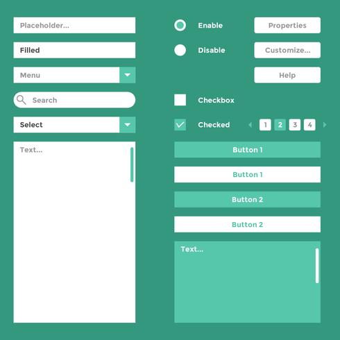 Flat Wireframe Elements Vector