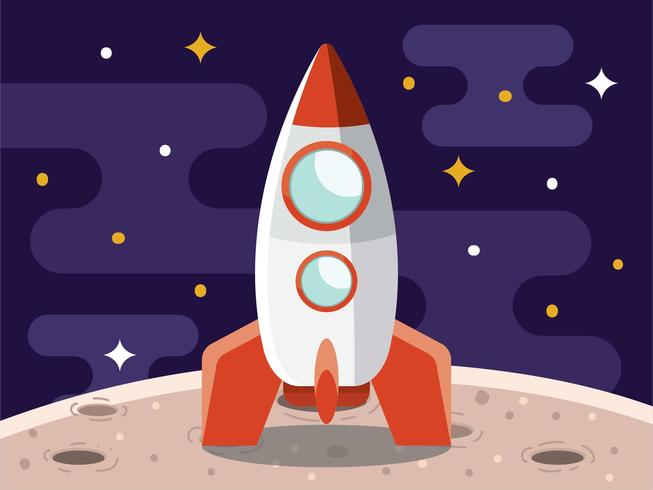 Rocket on Moon Illustration vector