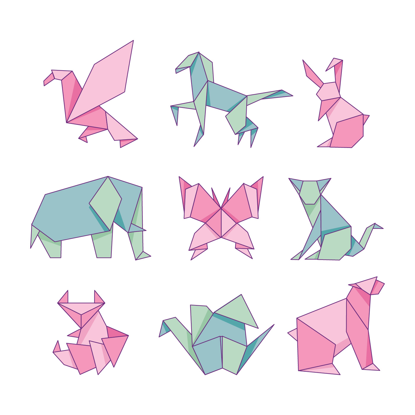 Оригами. Оригами "животные". Фигурка животного оригами. Рисунки в стиле оригами.