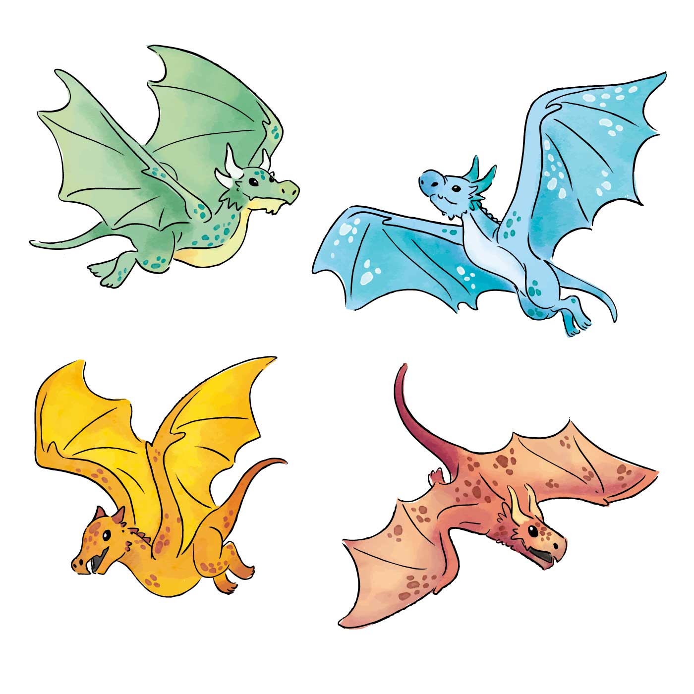 Cute Dragons Collection Download Free Vectors, Clipart