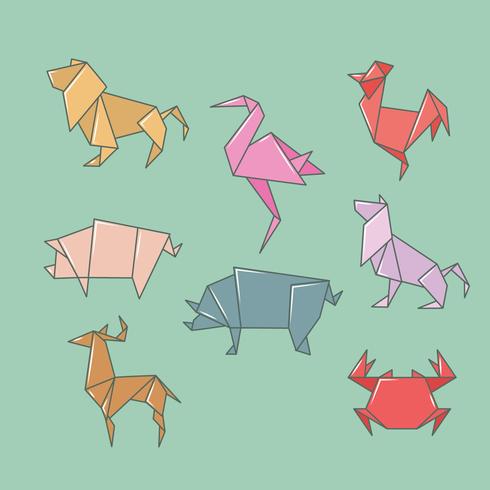 Conjunto de animales salvajes de origami vector