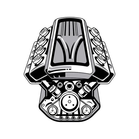 Hot Rod V8 Engine Drawing vector