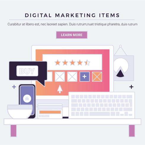 Artículos de marketing digital de vectores