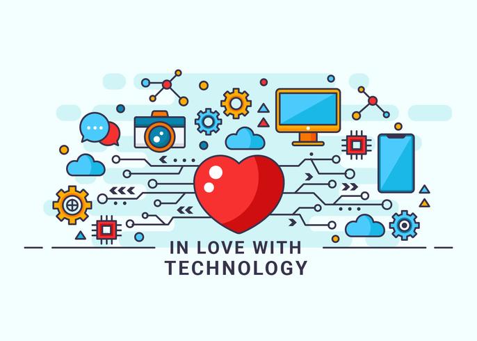 Modern In Love With Technology Vector Illustration