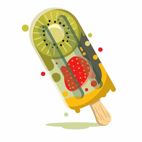 Ilustración divertida de popsicle de frutas de verano vector