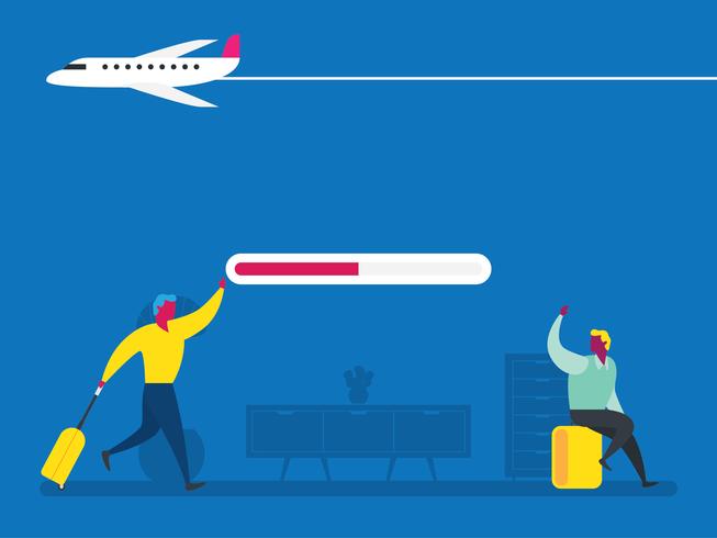 People With Luggage In Airport vector