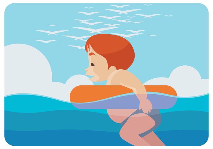 A Kid Swimming Vector