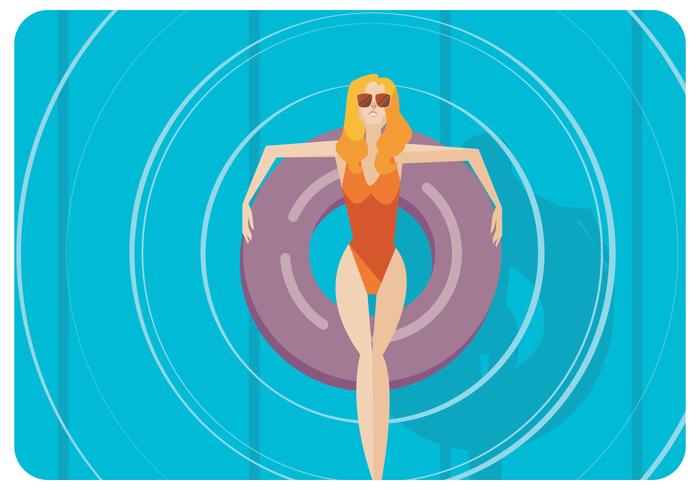 Mujer en Swimmig Pool Vector