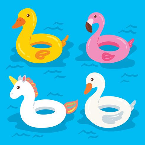 cartoon pool inflatables floats vector