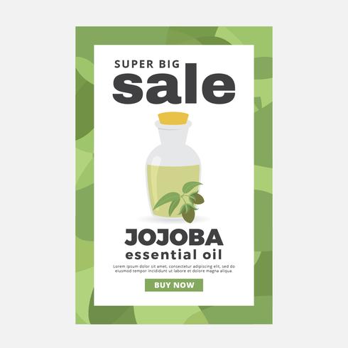 vector de cartel de venta de aceites esenciales de jojoba