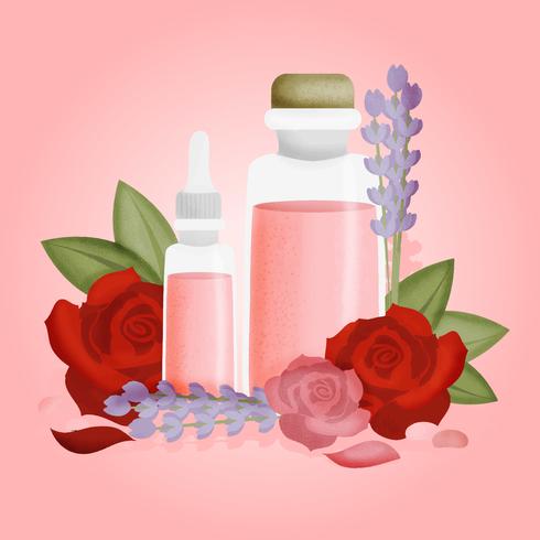 Vector Rose Essential Oils Illustration