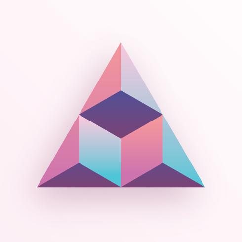 Gradientes de colores pastel 3D Cubo de hexágono triangular geométrico vector