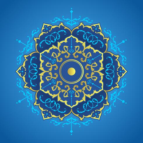 Blue And Gold Mandala Decorative Ornaments Vector