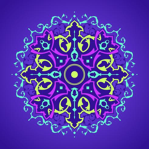 Adornos decorativos Mandala Fondo púrpura Vector