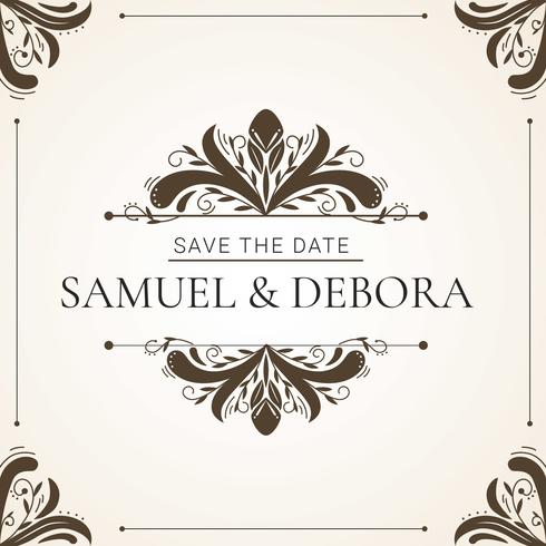 Wedding Invitation With Decorative Element Vector