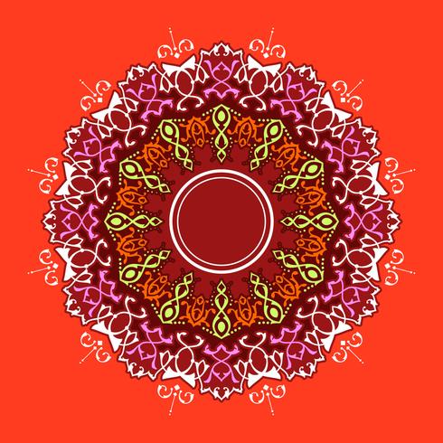 Adornos decorativos Mandala Vector de fondo rojo