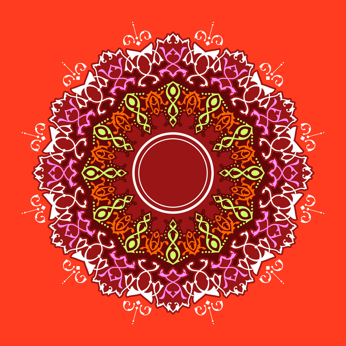 Download Mandala Decorative Ornaments Red Background Vector ...
