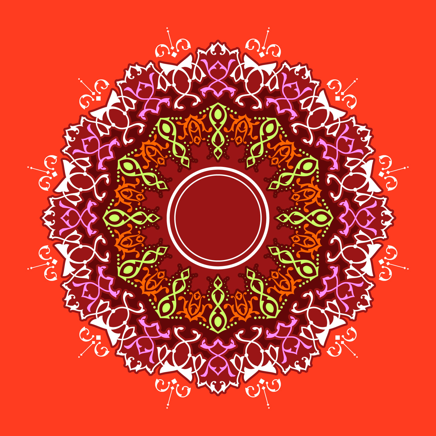 Download Mandala Decorative Ornaments Red Background Vector ...