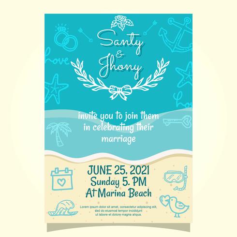 Invitación de boda de playa vector