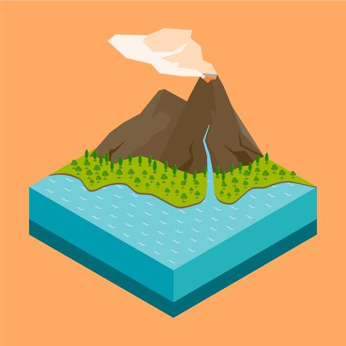 Volcano Isometric vector