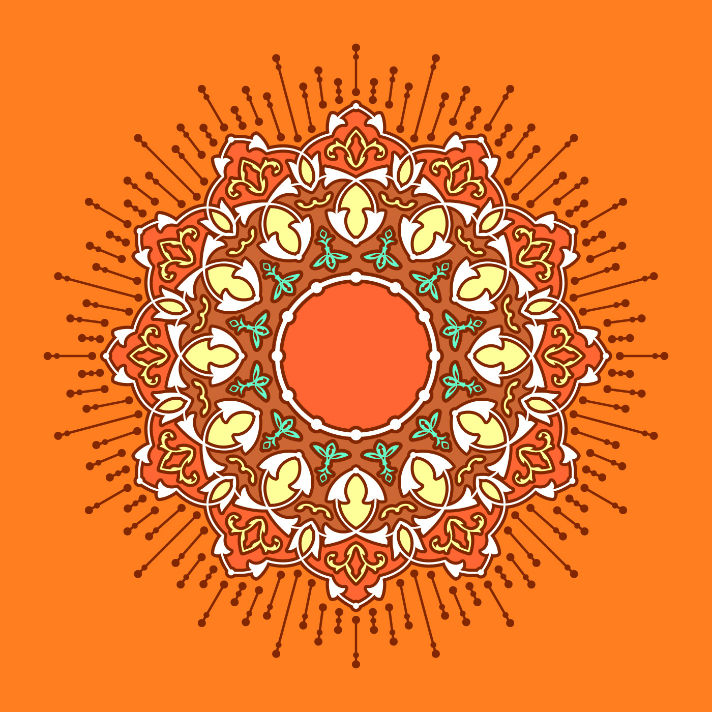 Download Mandala Decorative Ornaments Orange Background Vector ...