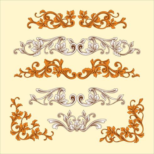 Ornamento del marco barroco de la vendimia con estilo grabado vector