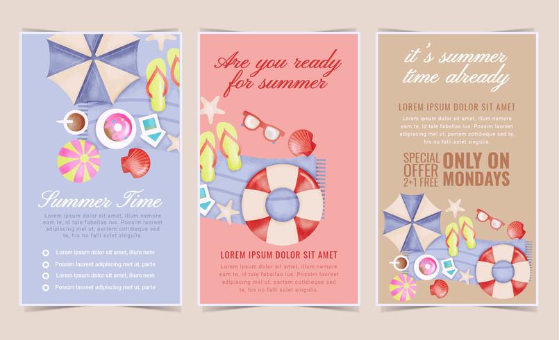 Vector Beach Accessories Knolling Flyers