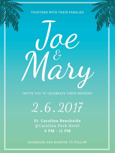 Beach Wedding Invitation vector