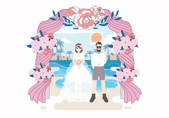 Beach Wedding Illustration Vector