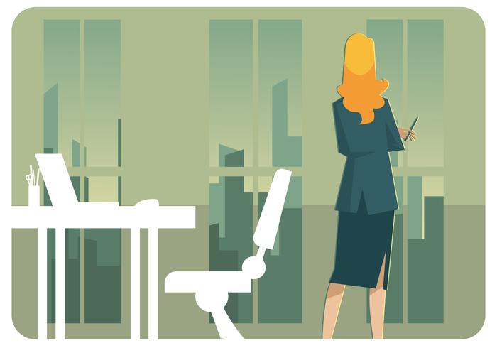 Business Woman Standing Vector