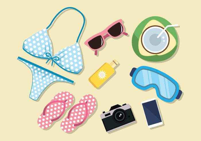 Beach Accessories Knolling Vectors