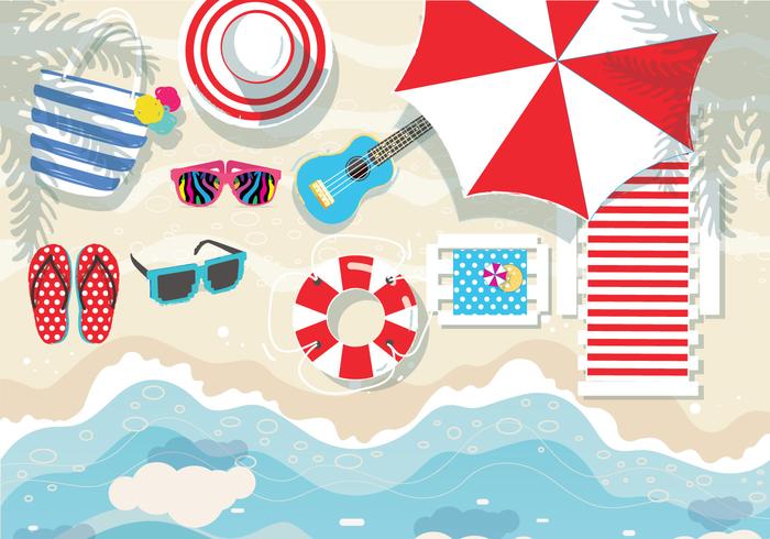 Accesorios de playa Knolling Vector