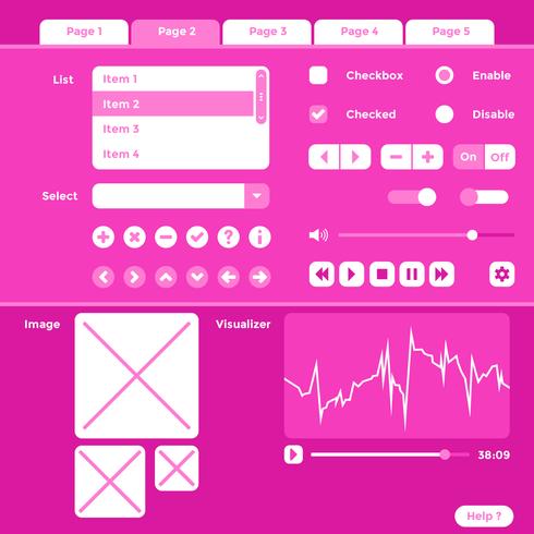 Wireframe UI Kit Elements Vector