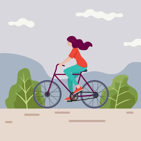 Montar una bicicleta Vector ilustración