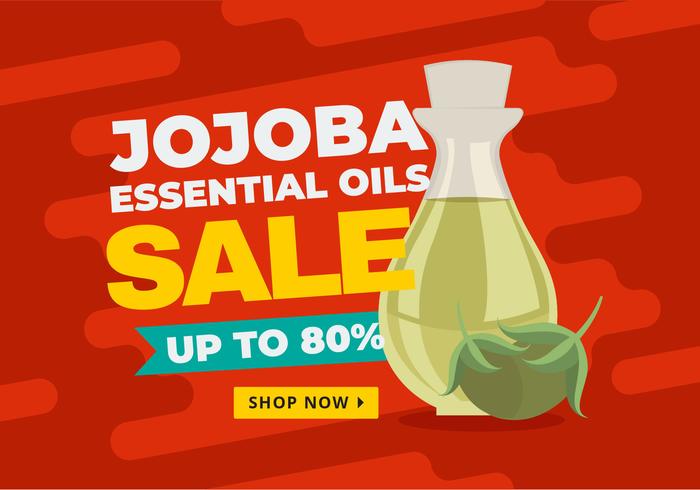 vector de banner de venta de aceites esenciales de jojoba