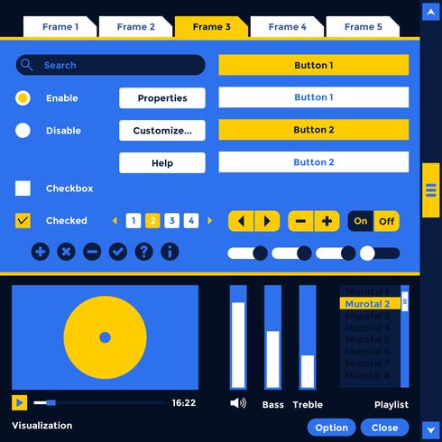 Media Player Wireframe UI Kit Elements Vector