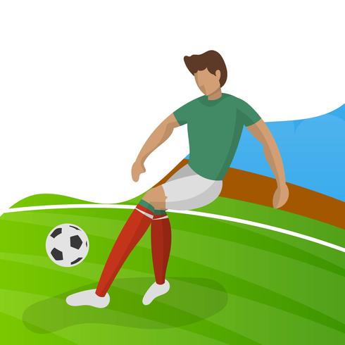 Modern Minimalist Mexico Soccer Player for World Cup 2018 dribble a ball  with gradient background vector Illustration