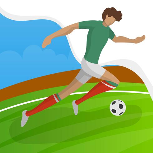 Modern Minimalist Mexico Soccer Player for World Cup 2018 dribble a ball  with gradient background vector Illustration