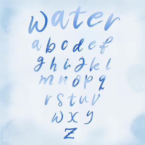 Water Alphabet Handlettering Vector